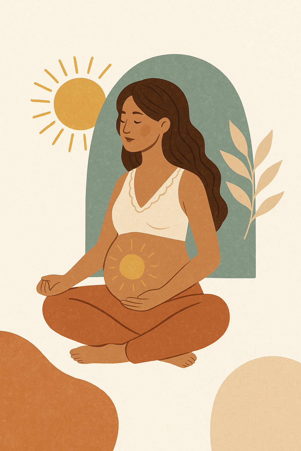 Boho illustration of a woman using a fertility tracker app